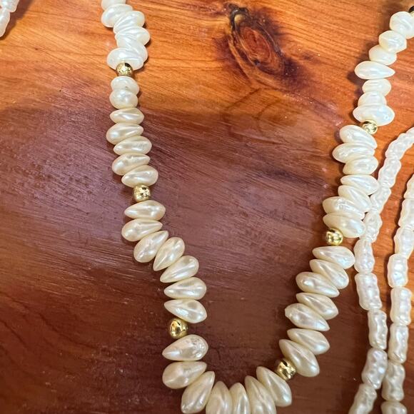 Vintage Necklaces Freshwater Rice Pearl Multi Strand Long Layered Lobster Clasp - Picture 10 of 12